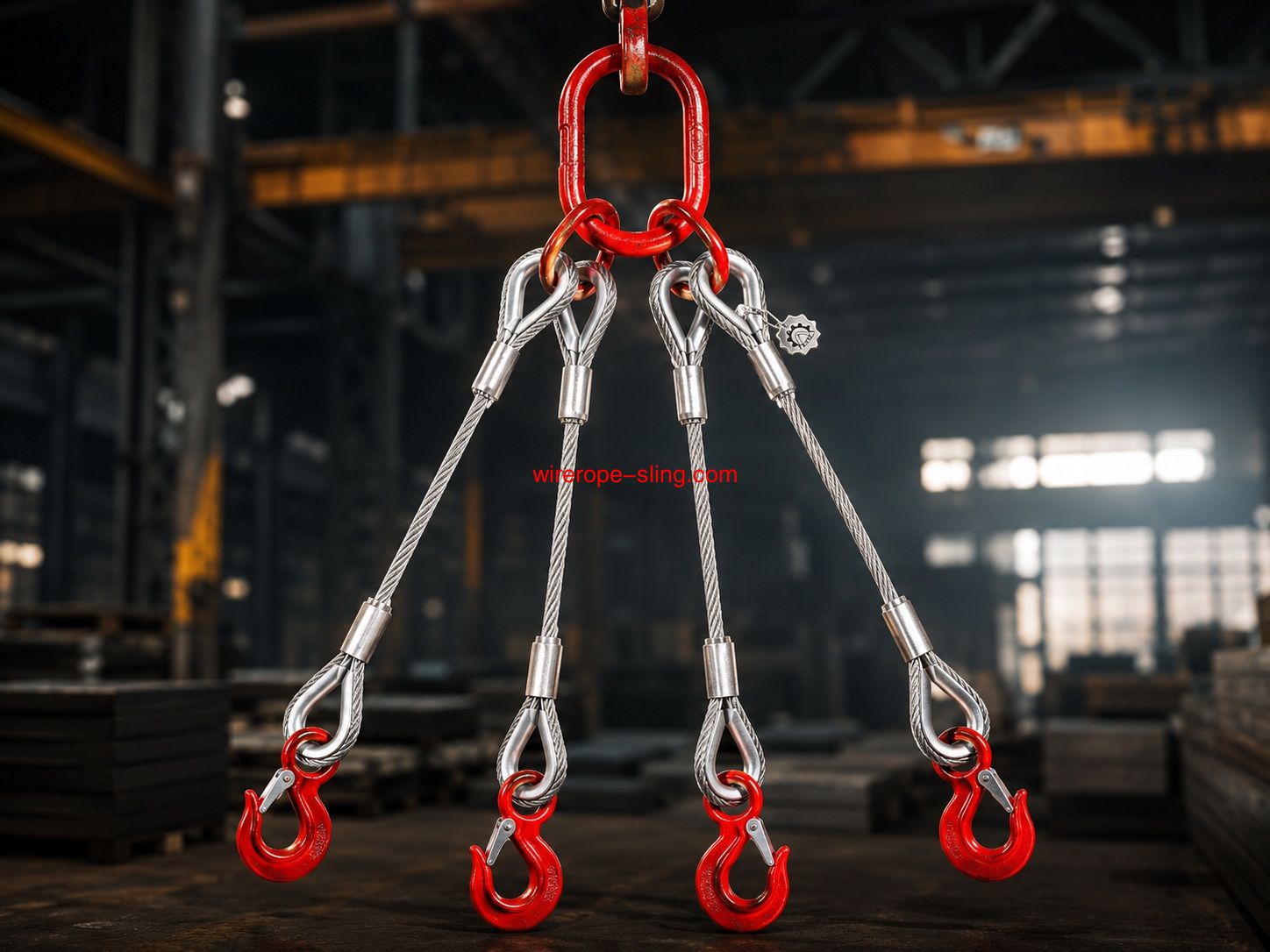 4 Leg Wire Rope Sling 16mm x 3m with Master Link and Hooks | LKS